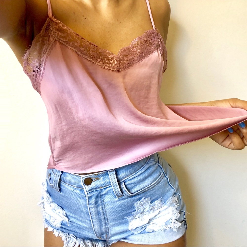 Lace Trim Silk Top